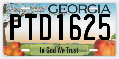GA license plate PTD1625