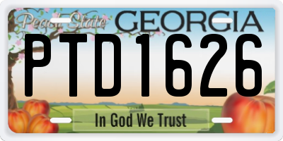 GA license plate PTD1626