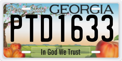 GA license plate PTD1633