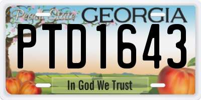 GA license plate PTD1643