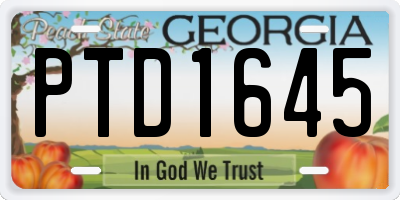 GA license plate PTD1645