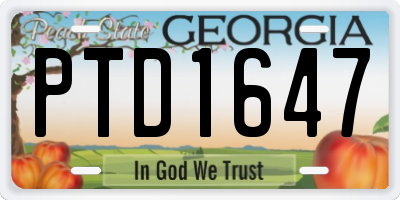 GA license plate PTD1647