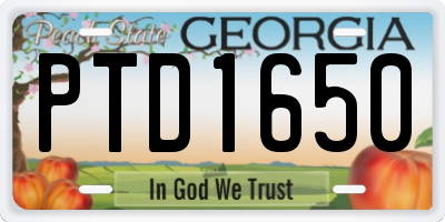 GA license plate PTD1650