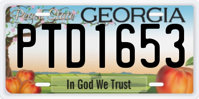 GA license plate PTD1653