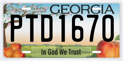 GA license plate PTD1670