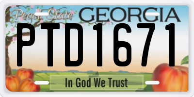 GA license plate PTD1671