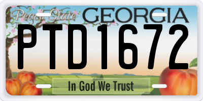 GA license plate PTD1672