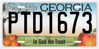 GA license plate PTD1673