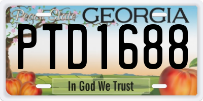 GA license plate PTD1688