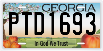 GA license plate PTD1693