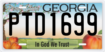 GA license plate PTD1699