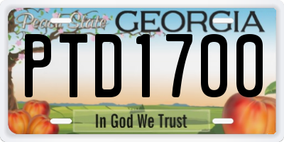 GA license plate PTD1700