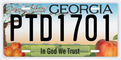 GA license plate PTD1701