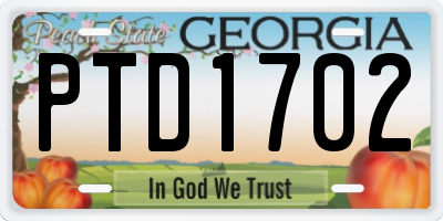 GA license plate PTD1702