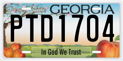 GA license plate PTD1704