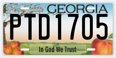 GA license plate PTD1705