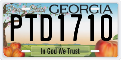 GA license plate PTD1710