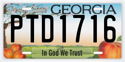 GA license plate PTD1716