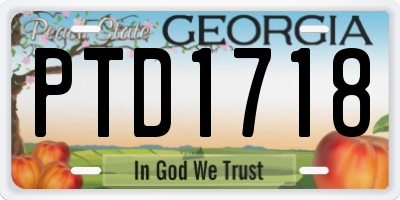 GA license plate PTD1718