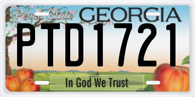 GA license plate PTD1721