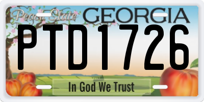 GA license plate PTD1726