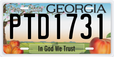 GA license plate PTD1731