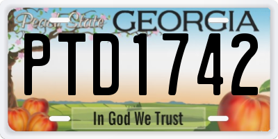 GA license plate PTD1742
