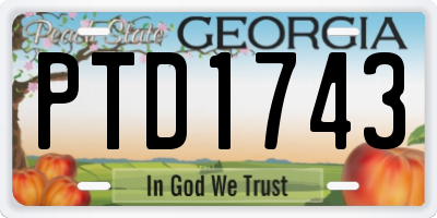 GA license plate PTD1743