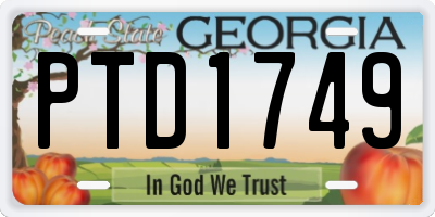 GA license plate PTD1749