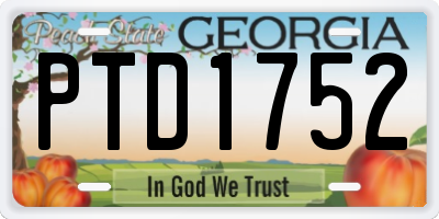 GA license plate PTD1752