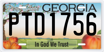 GA license plate PTD1756