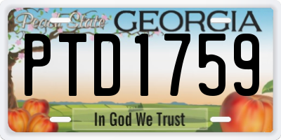 GA license plate PTD1759