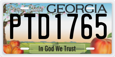 GA license plate PTD1765