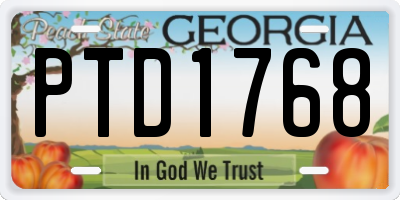 GA license plate PTD1768