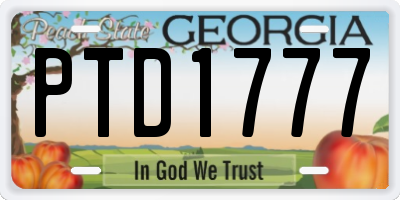 GA license plate PTD1777