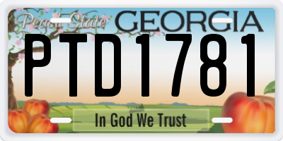 GA license plate PTD1781