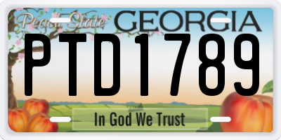 GA license plate PTD1789