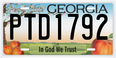 GA license plate PTD1792