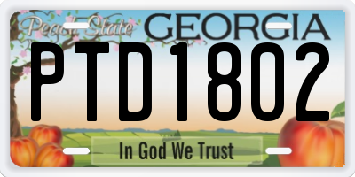 GA license plate PTD1802