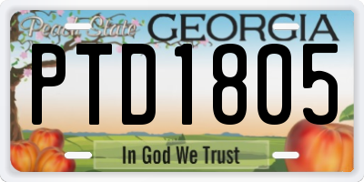 GA license plate PTD1805