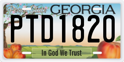 GA license plate PTD1820