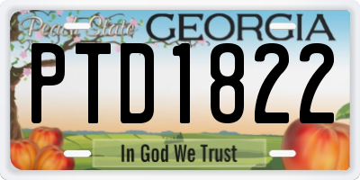 GA license plate PTD1822