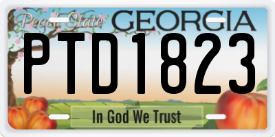 GA license plate PTD1823