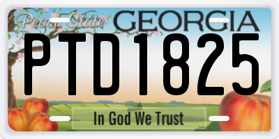 GA license plate PTD1825