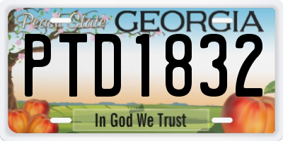 GA license plate PTD1832