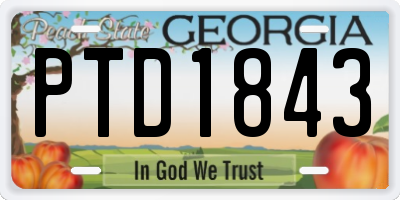 GA license plate PTD1843