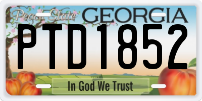 GA license plate PTD1852