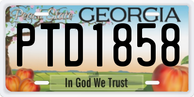 GA license plate PTD1858