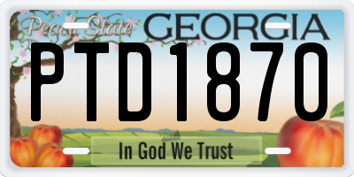 GA license plate PTD1870