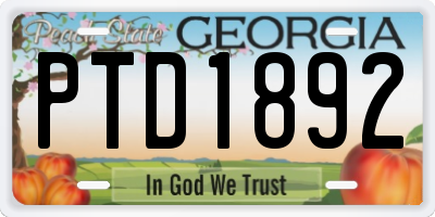 GA license plate PTD1892